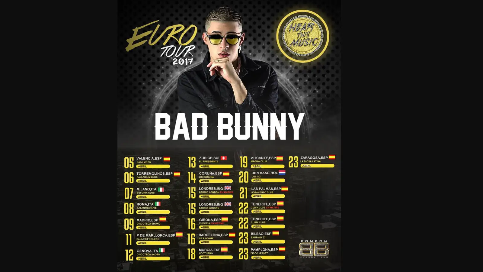 Cartel primera gira europea bad bunny 97