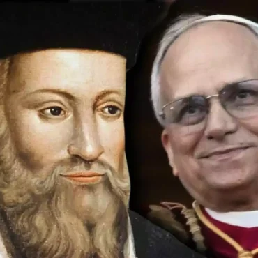 Montaje de fotos de nostradamus y papa leon xiv 1200 800