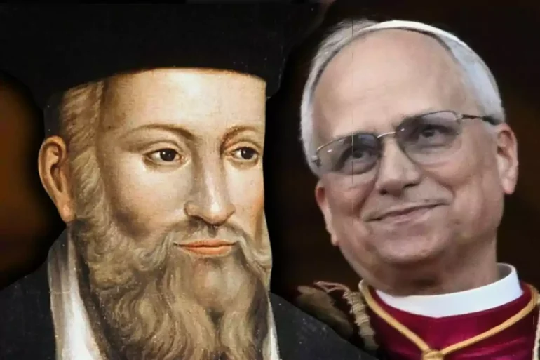 Montaje de fotos de nostradamus y papa leon xiv 1200 800